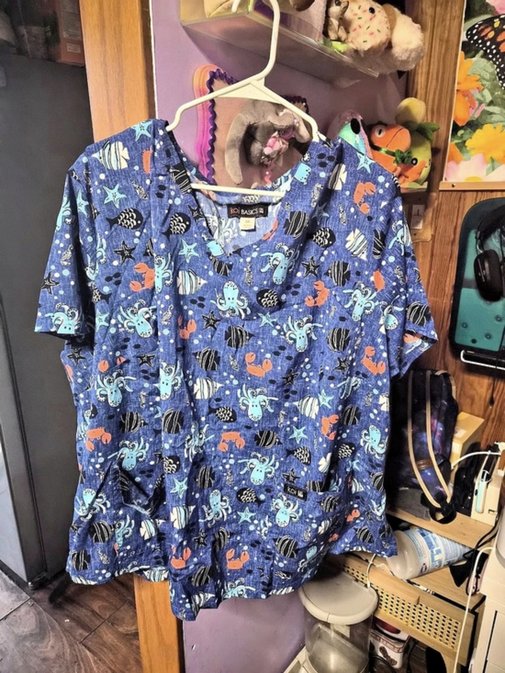 Koi Basics Printed Short Sleeve Scrub Top Size 4X